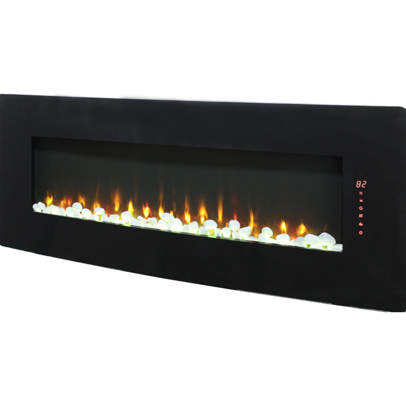 Foyer chauffant incurvé de 20,99 pouces - chaleur 5000 / H, 8 couleurs de lit Ember, fonction minuterie, / électrique avec rétroéclairage à distance réglable 1400W 4 lumières, évent