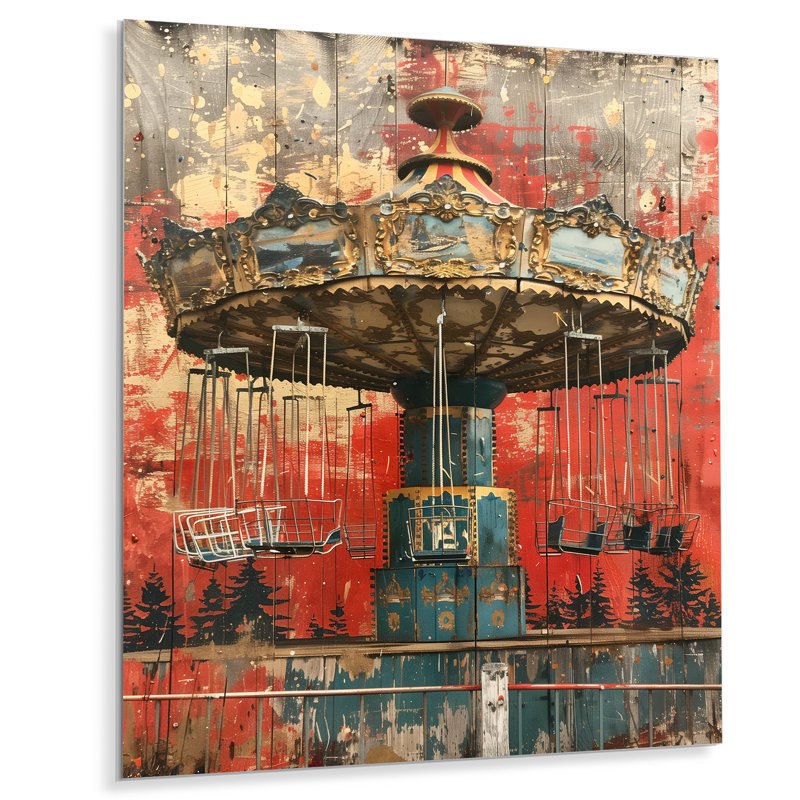 Virgile - Art mural parcs d'attractions, Sans cadre, métal, H 44 po x l 34 po x P 1,5 po