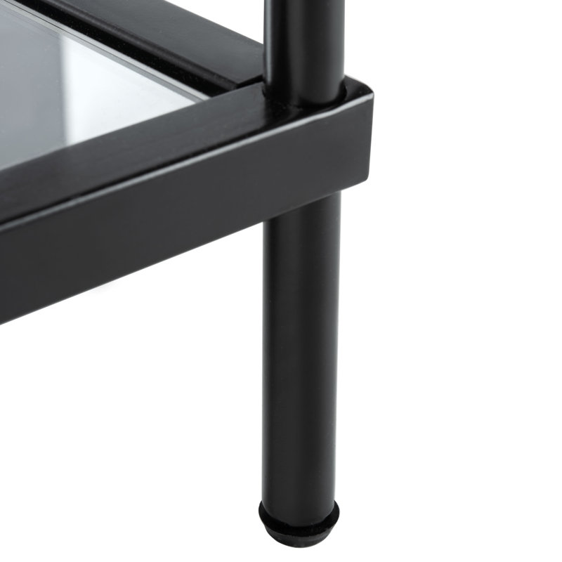Glass Top End Table, Matte Black
