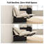 Canapé d'angle modulaire moderne en forme de L, 7 places, avec fauteuil inclinable électrique, console et pouf de rangement, revêtement en velours côtelé blanc.-1601274689