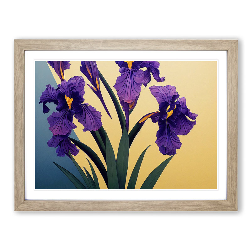 Dazzling Iris Flowers - Single Picture Frame Print, Oak Framed, 25cm H x 34cm W x 2cm D