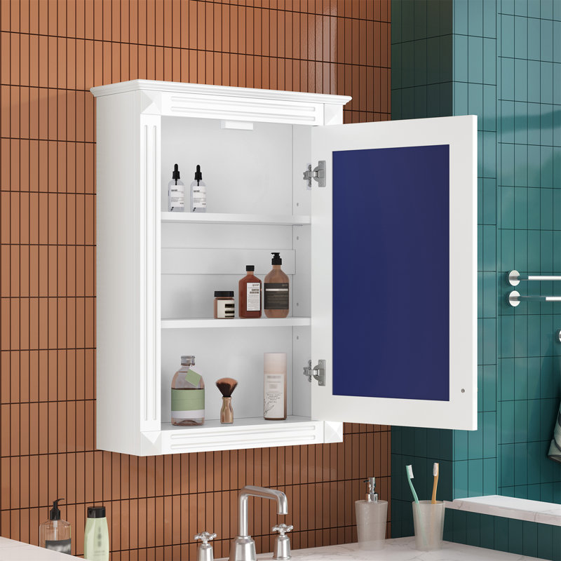 Pharmacie murale l 20 "avec miroir et tablettes réglables, Blanc