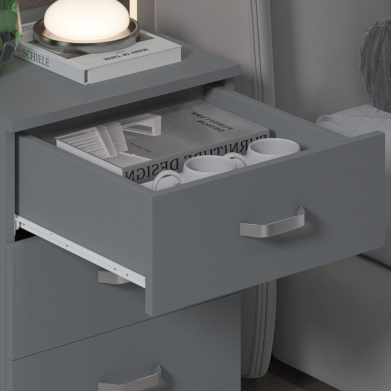 Lycinda 3-Drawer Chest of Drawers, Grey