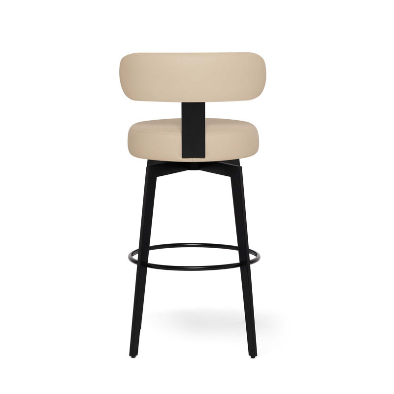 Clermont Stool, Bar Stool (29" Seat Height), Cream Latte Seat/Matte Black Frame