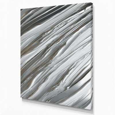 DiagonalStripes Silver White Gray Canvas Wall Art