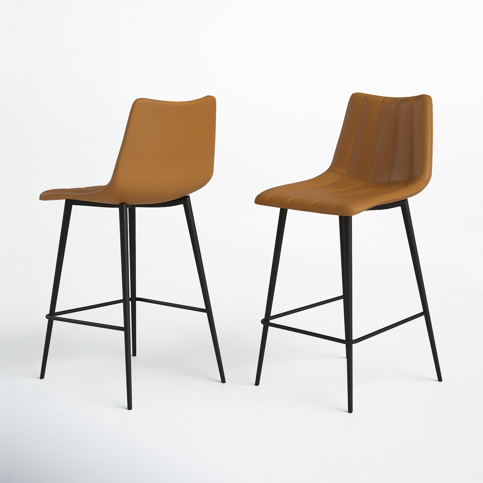 Finnigan Bar and Counter Stool, Light Brown/Faux Leather, Counter Stool (26" Seat Height)