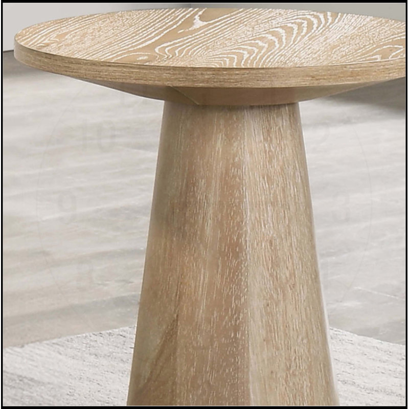 Table de bout ronde à piédestal unique, Chêne