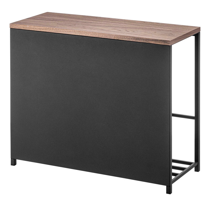 Black Steel and Wood Entryway Storage Bench with Concealed Storage