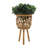 Set of 3 Wood & Bamboo Planters with Stands, Open Weave Design, 26" Tall, Brown Finish - Indoor & Outdoor Decor-419939504