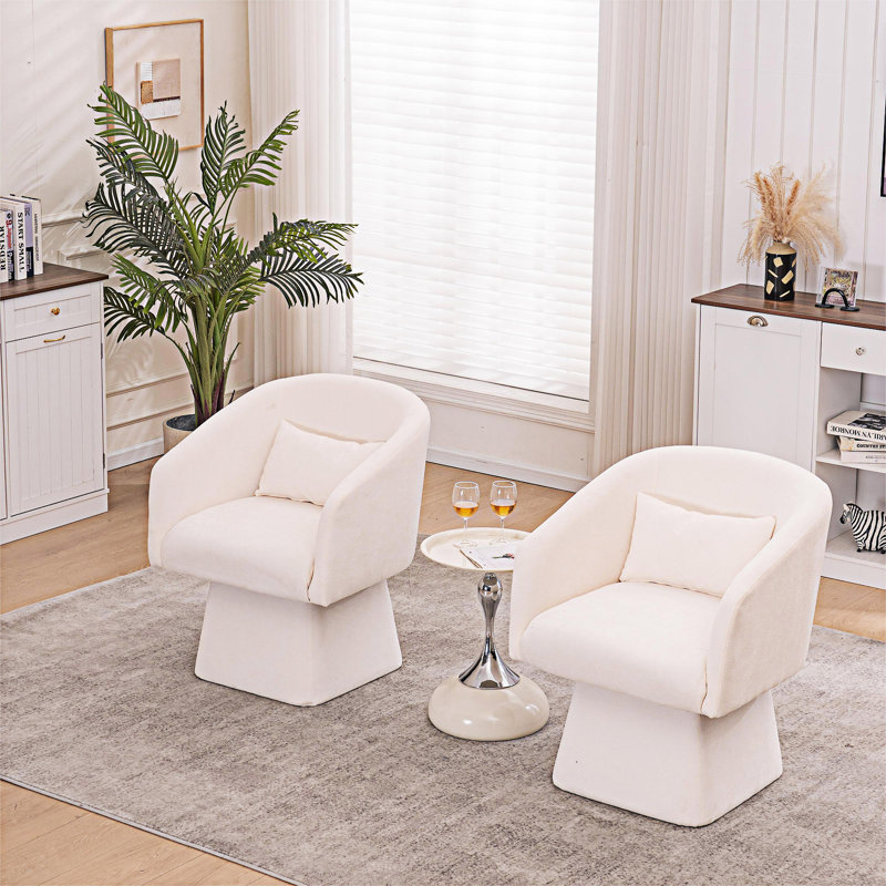 Fauteuil d'appoint pivotant rembourré, Beige