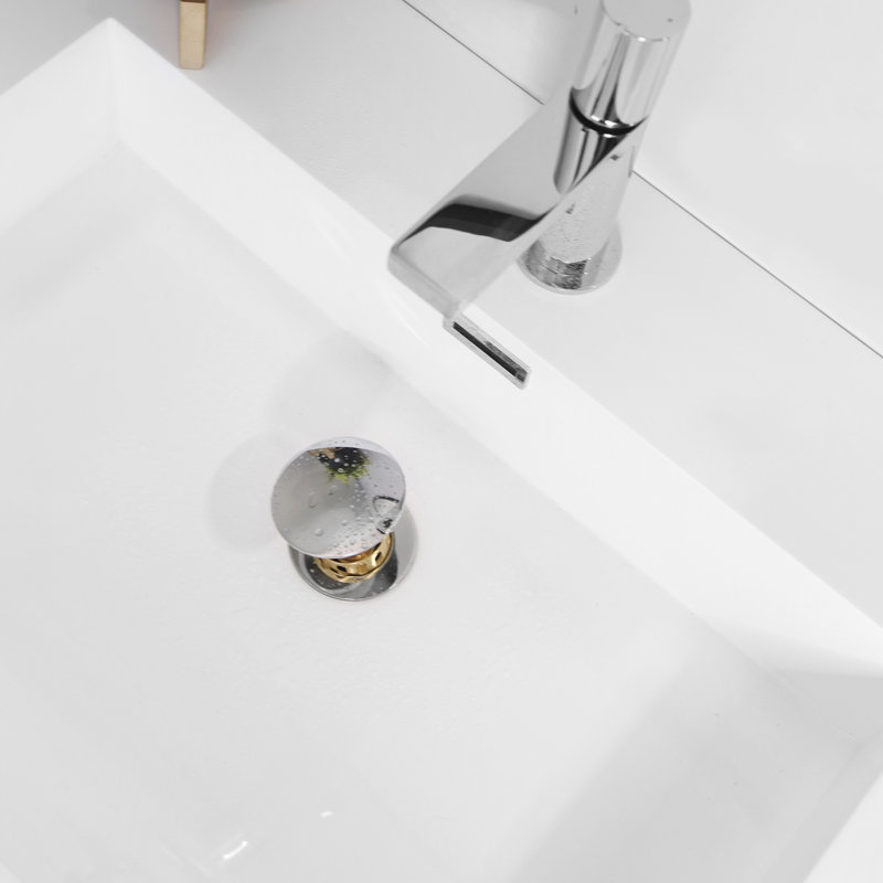 Drain escamotable de lavabo de salle de bain avec trop-plein, Chrome