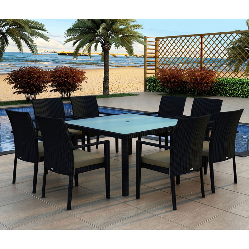 Urbana Outdoor 9 - Piece Dining Set, Canvas Natural Sunbrella® Canvas