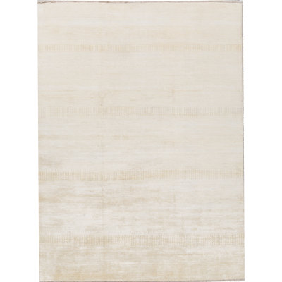 Hand-Knotted High-Quality Ivory Area Rug
