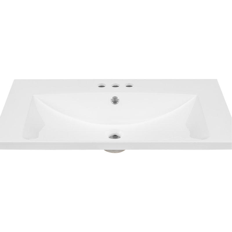 Plateau de meuble-lavabo en céramique 30 po, lavabo blanc, poids de 24,81 lb, comptoir rectangulaire, lavabo H 4,7 po, installation facile