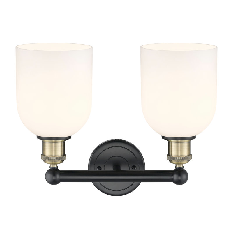 Edison Allysson 2 Light 15" Bath Vanity Light, Black Antique Brass, Glossy White