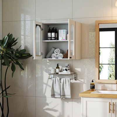 Armoire murale avec tablettes arquées en verre