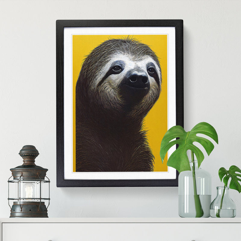 Sloth Portrait - Wall Art, 34cm H x 25cm W x 2cm D, Black