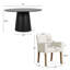 Ensemble de table de salle à manger pour 4 personnes avec table ronde unie et 4 fauteuils rembourrés en tissu-130545127