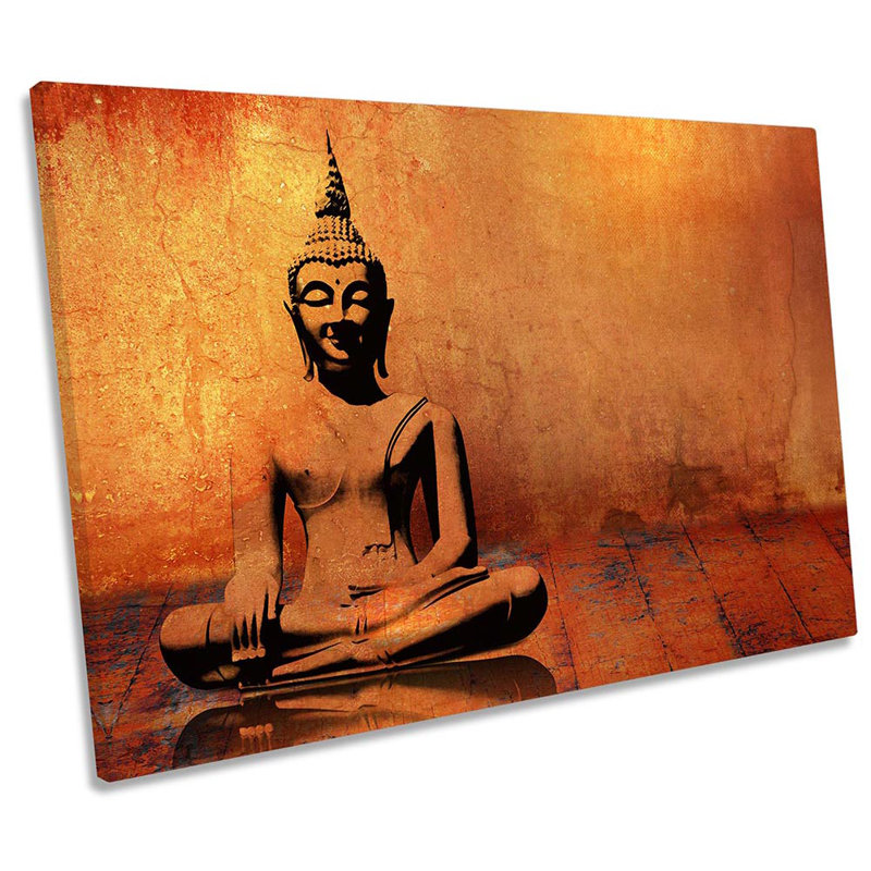 Buddha Monk Brown - Wrapped Canvas Print, 61cm H x 91.4cm W x 4cm D
