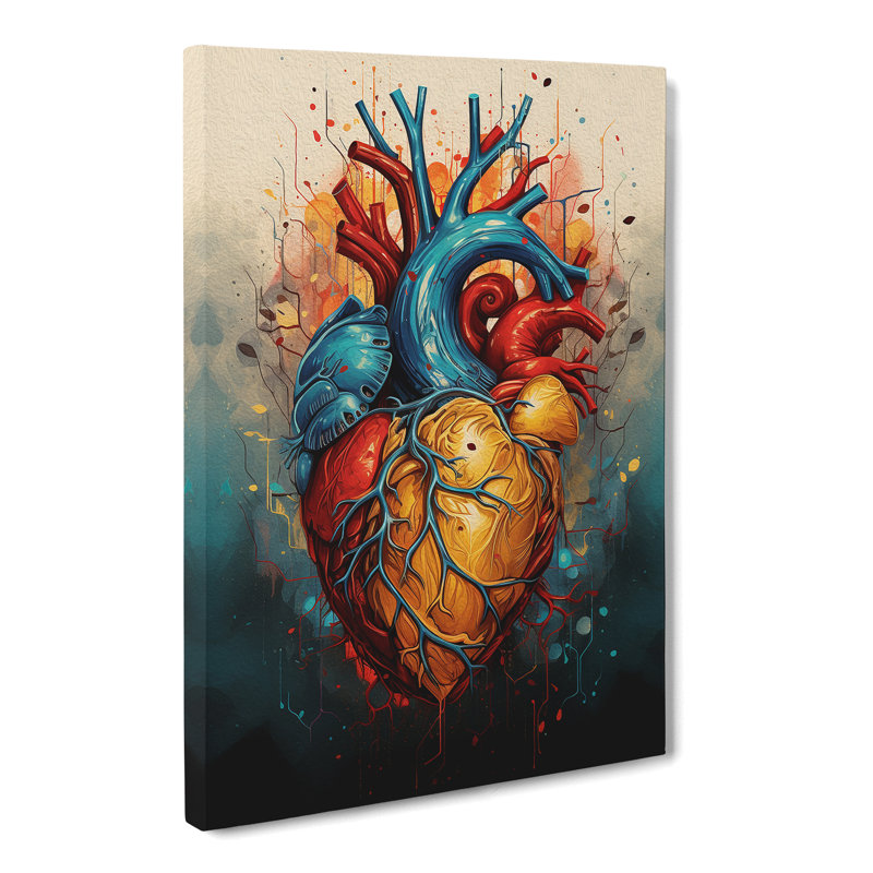 Anatomical Heart Abstract - Wrapped Canvas Print, 60cm H x 40cm W x 3cm D