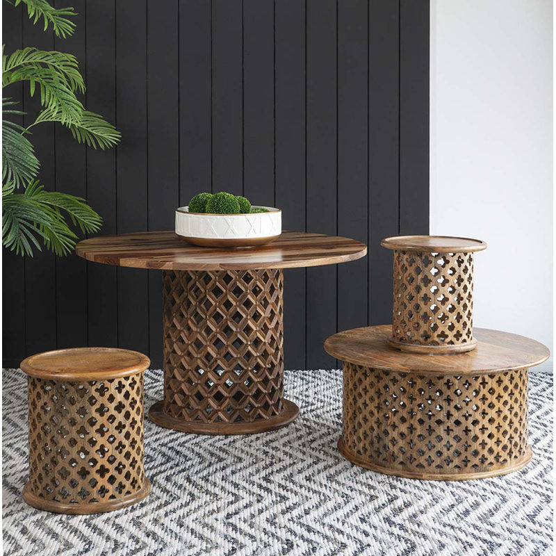 Hagood Solid Wood Tray Top Nesting Tables