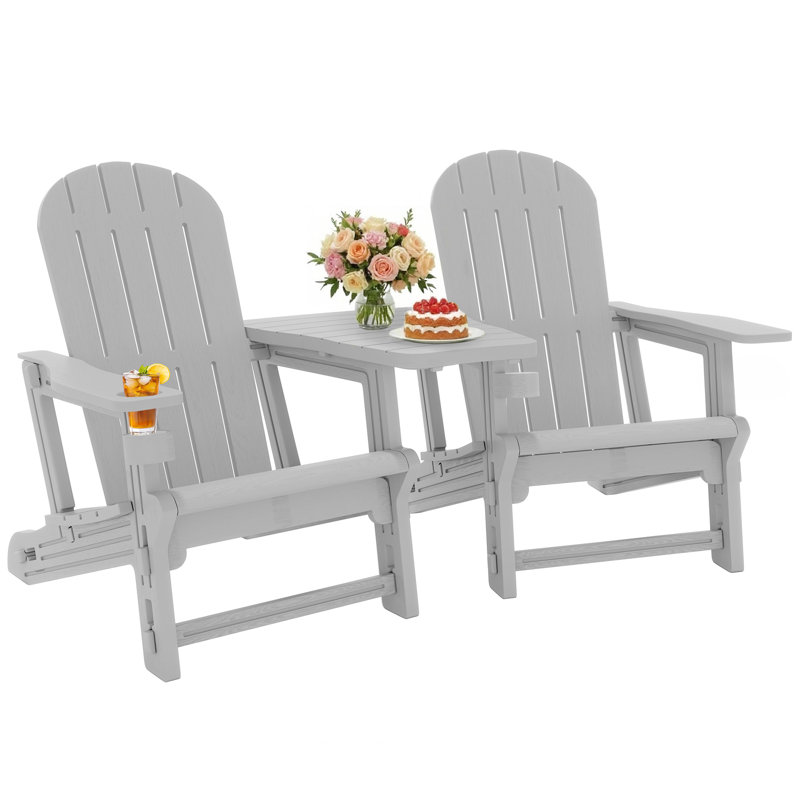 2-Person Outdoor Adirondack Chair, Gray