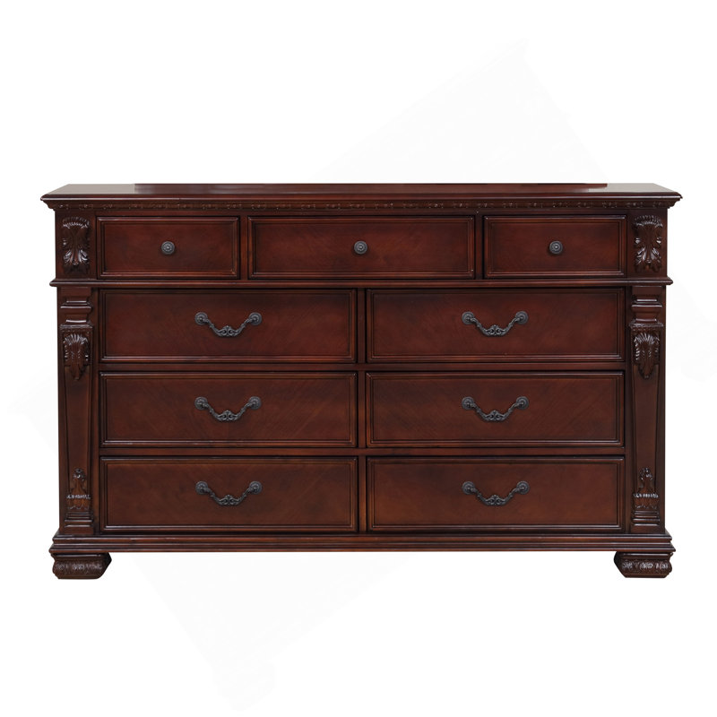 Commode 9 tiroirs Lyndon G09400-D, cerise