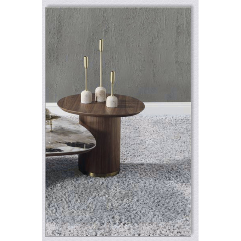 La table de bout Willene au fini noyer avec une base piédestal ronde est parfaite pour ajouter élégance et fonctionnalité à n'importe quelle pièce.