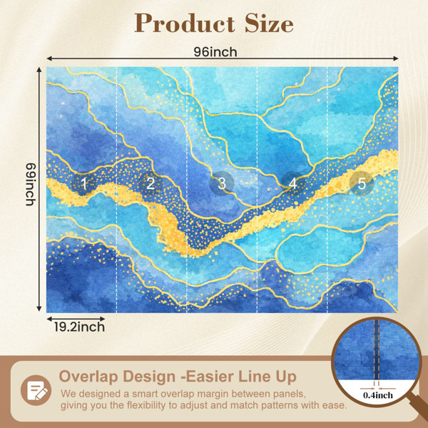 Red Barrel Studio Pastel Peel and Stick Wallpaper abstract blue marble ...