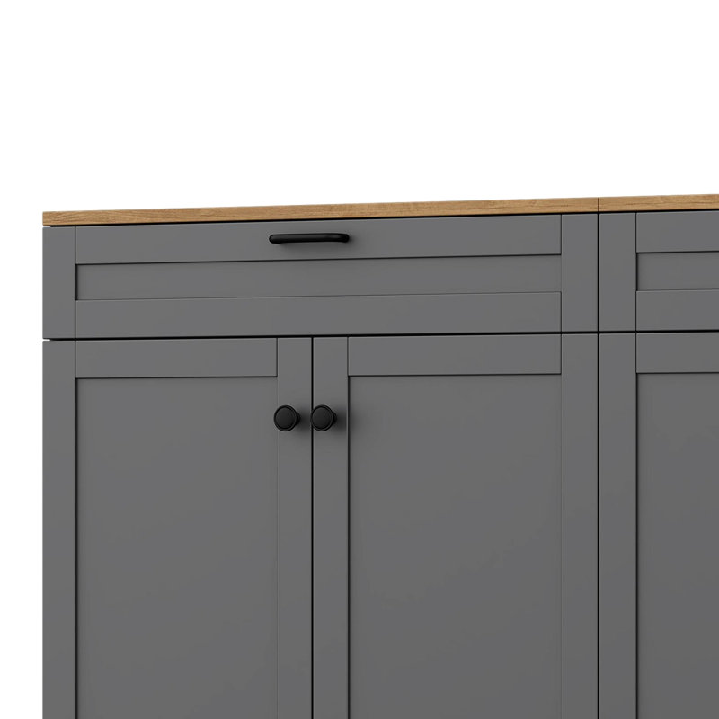 Style Tv Stand With Grey Finish, Adjustable Shelves And Storage For 70" Tvs, Rustic Living Room Furniture Entertainment Center Cabinet Mid-Century Shelves, Sideboard