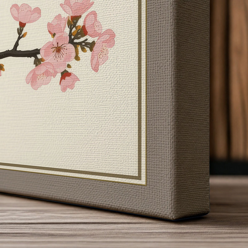 Moonlit Cherry Blossom Japandi - Wrapped Canvas, 18x12 - 45.7 x 30.5 cm, Taupe Border