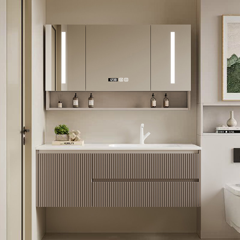 Nordic style simple stylish bathroom cabinet, Light Brown, 19.7" H x 51.2" W x 21.7" D
