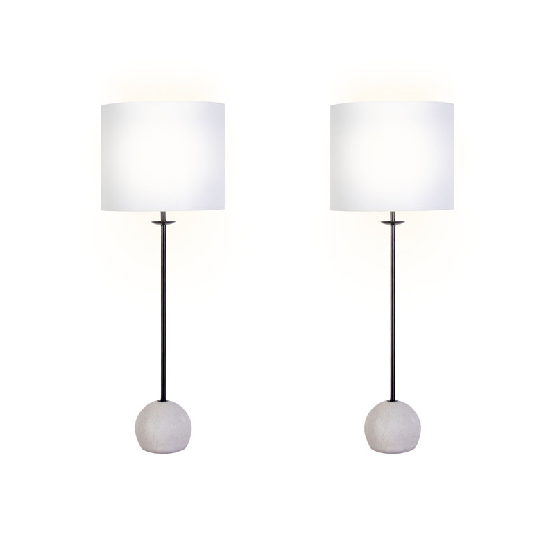 Lampe de table Urban Sphere en béton - noir mat - ensemble de 2