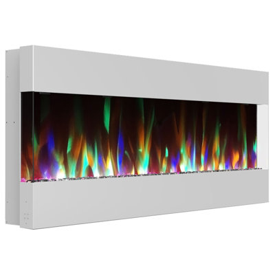 Cambridge Recessed Wall Mounted Electric Fireplace with Crystal Rock Display