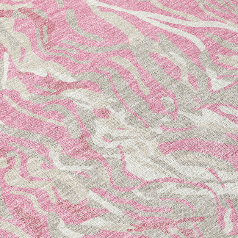Tapis lavable intérieur / extérieur rose Saphara , 2 pi 6 po x 3 pi 10 po