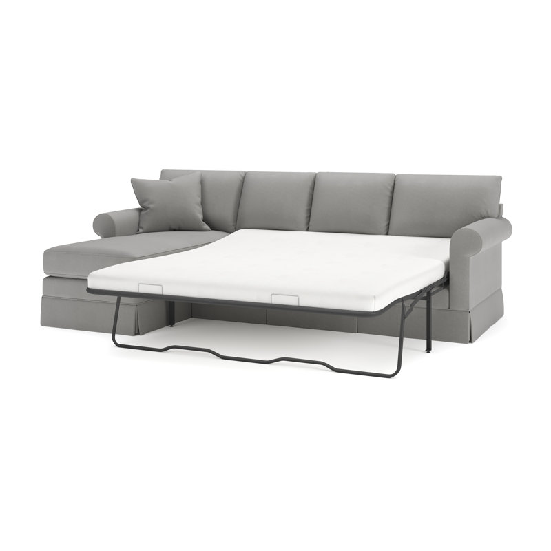 Friedman 2 - Piece Upholstered Sleeper Sectional, Left Hand Facing, Bayou Light Gray Canvas