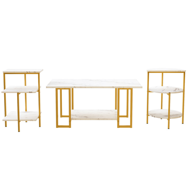 Ensemble de tables basses 3 pièces, Blanc