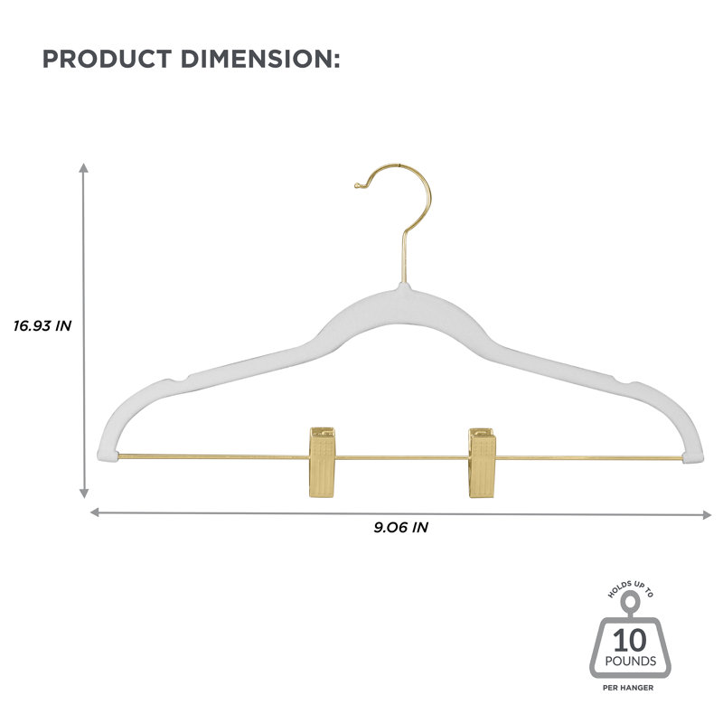 Simplify 6 Pack Velvet Hangers with Clips in Black, White
