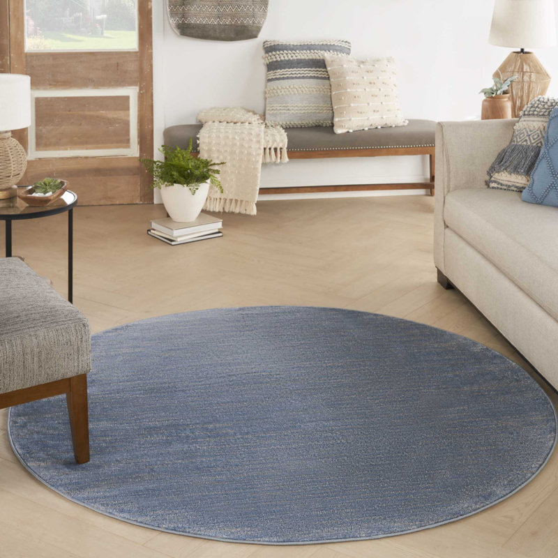 Tapis d'intérieur / extérieur en polypropylène tissé à la machine de couleur unie Mulican, Rond 6 pi