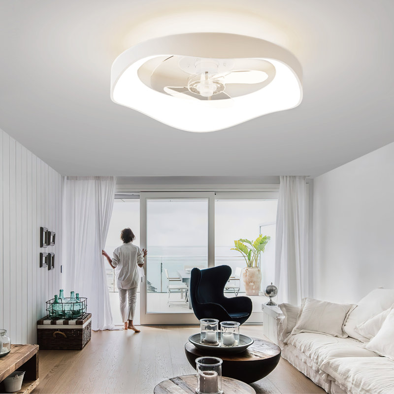 Ventilateur de plafond encastré à intensité variable avec lumières DEL, Blanc