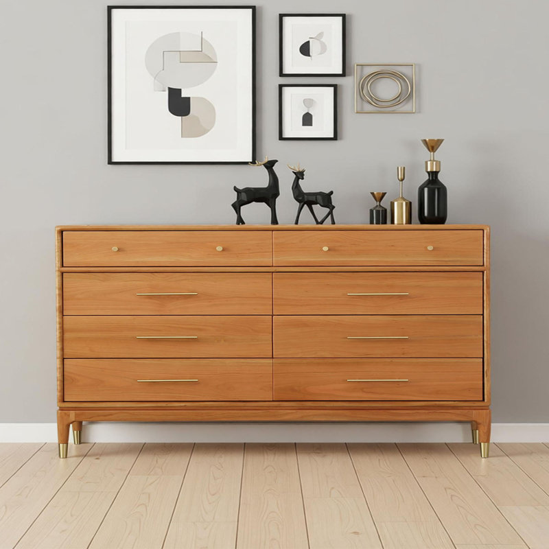 Buffet en bois massif à plusieurs tiroirs, 45.27" H x 70.86" W x 15.74" D