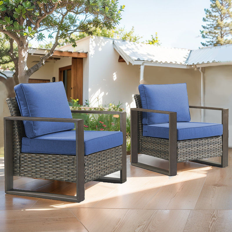 Suilmann Outdoor Lounge Chair, Blue, Gray