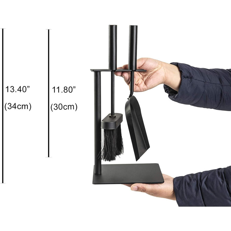 13.4 Inch All Black Fireplace Tools Set