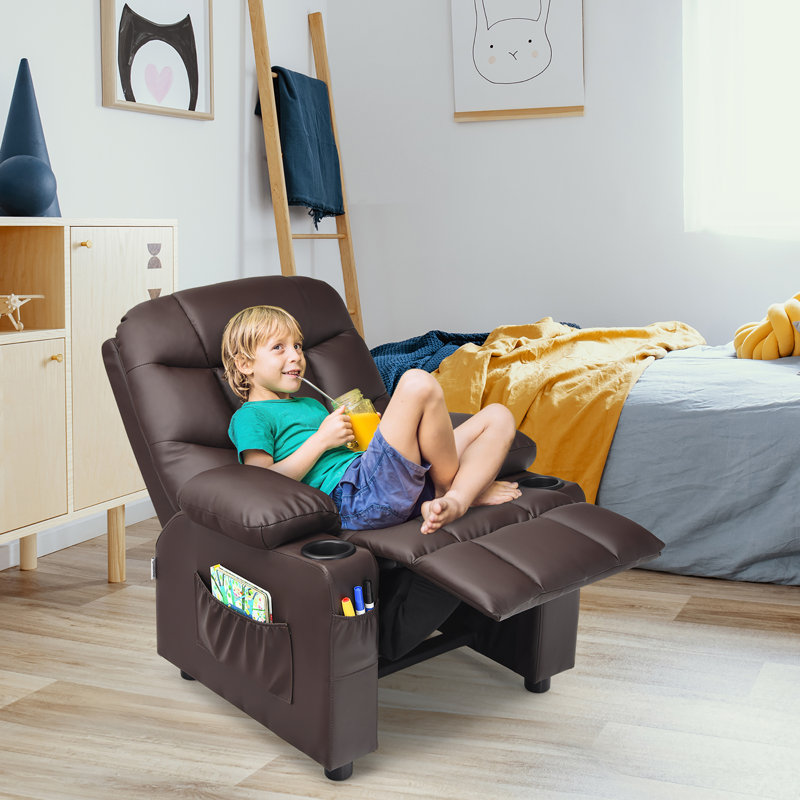 Quercia Kids 16'' Recliner and Ottoman, Brown