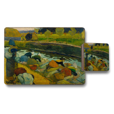 Impressionist Riverside People Placemats And Coaster Set Art Print