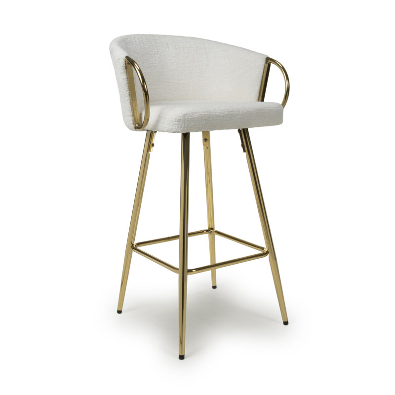 Balasa Upholstered Counter Stool with Metal Frame, Cream
