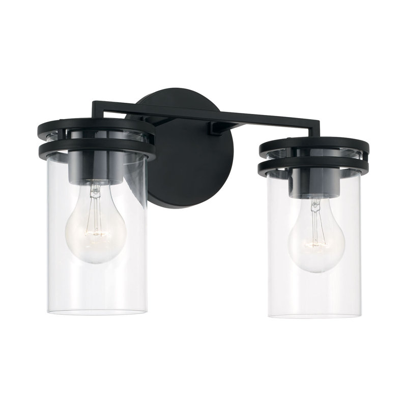2 - Light Dimmable Vanity Light, Matte Black