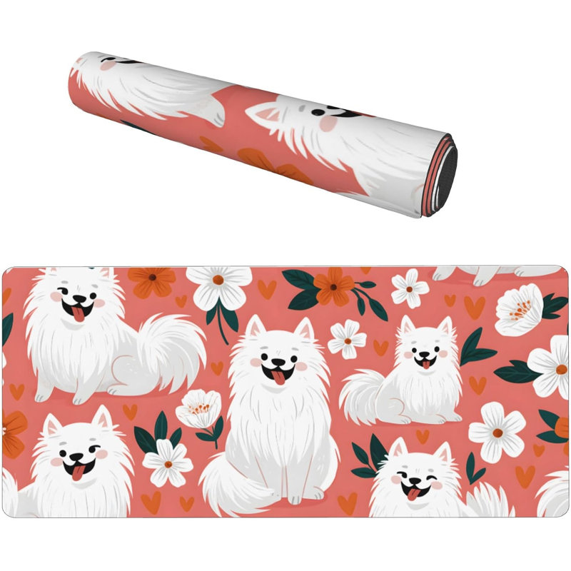 Tapis de souris Chien Fleur, tapis de bureau extensible, décor de bureau pour les fêtes, 30 x 70 cm