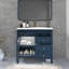 Lavabo de meuble-lavabo 35,6 po avec verre à motif et bande lumineuse à capteur de mouvement, meuble-lavabo sur pied Farmhouse avec rangement, meuble-lavabo haut de gamme pour salle de bain-126230237