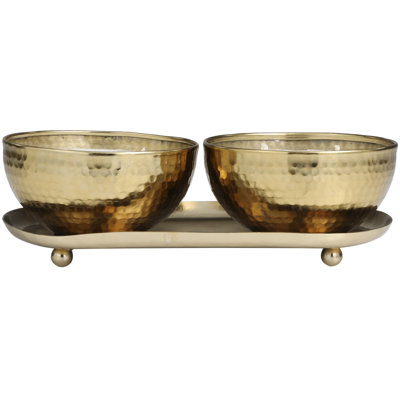 Metal Tropical Breeze Scented Hammered 12 oz 2 Wick Decorative Candle with White Wax Set